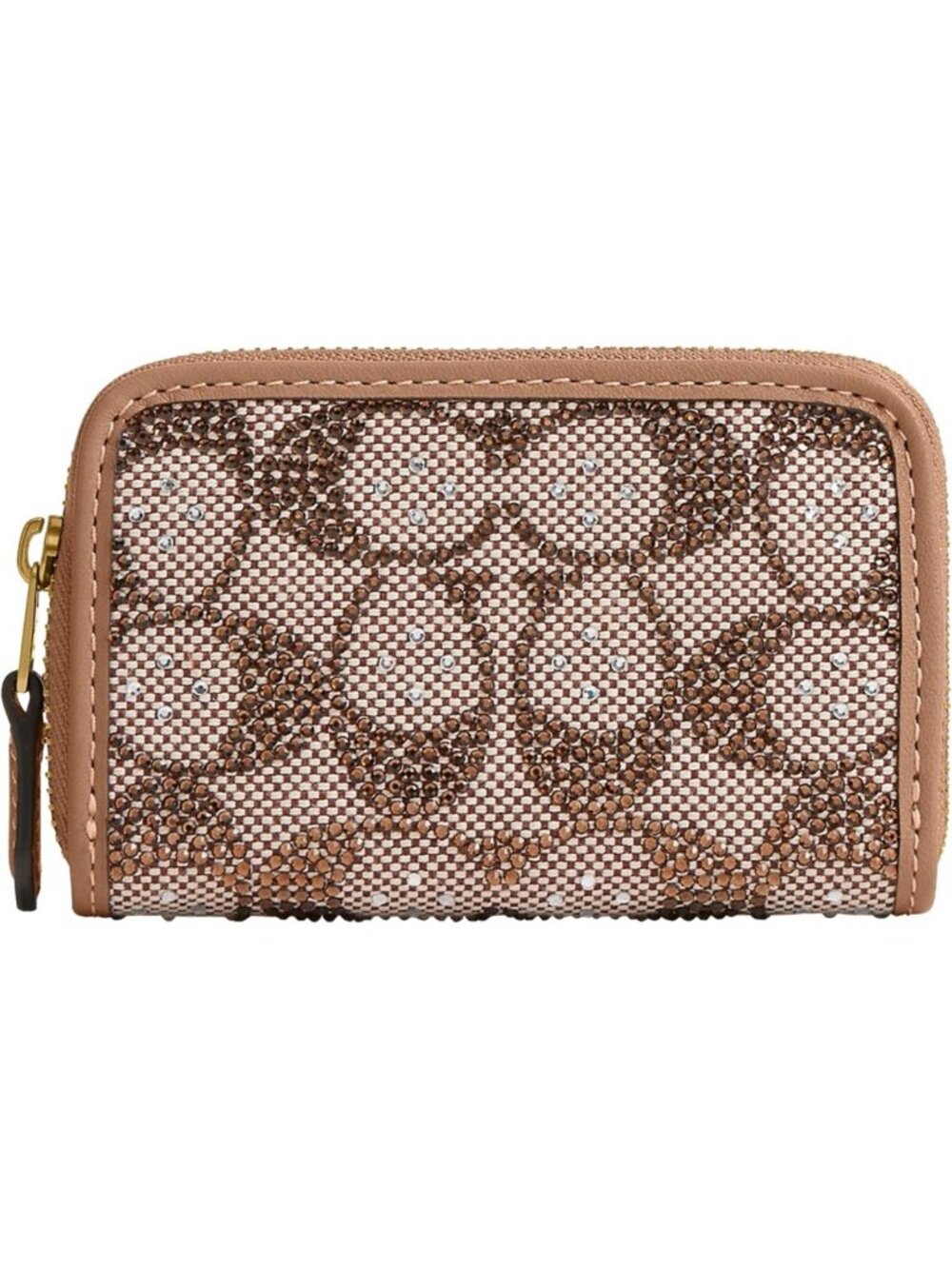 Stylish Women's Small Card Case in Crystal Jacquard - Mushroom Color, One Size
